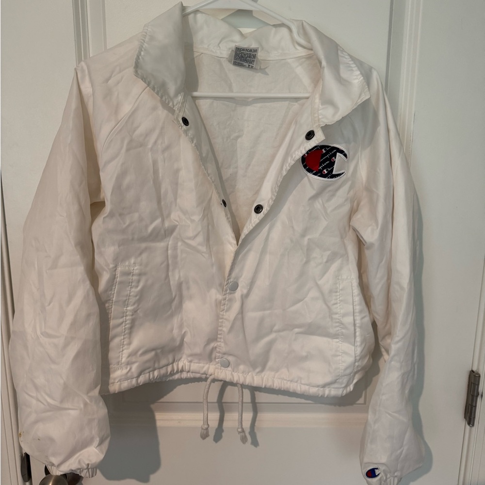 Champion White Rain Jacket with Logo